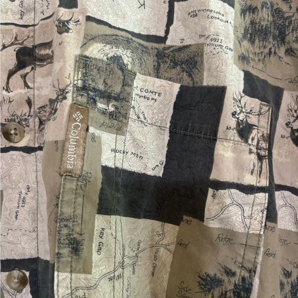 Vintage 90s Y2K Columbia Patchwork Graphic Deer Long-Sleeve Button-Down Shirt - Picture 10 of 15